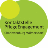 telle PflegeEngagement Charlottenburg-Wilmersdorf: großer grüner Kreis mit Schriftzug im Kreis und kleiner hellgrüner Kreis am linken oberen Rand