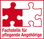 Logo der Fachstelle für pflegende Angehörige: ein rotes und weißes Puzzle-Teil greifen ineinander