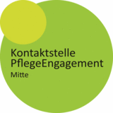 telle PflegeEngagement Mitte: großer grüner Kreis mit Schriftzug im Kreis und kleiner hellgrüner Kreis am linken oberen Rand